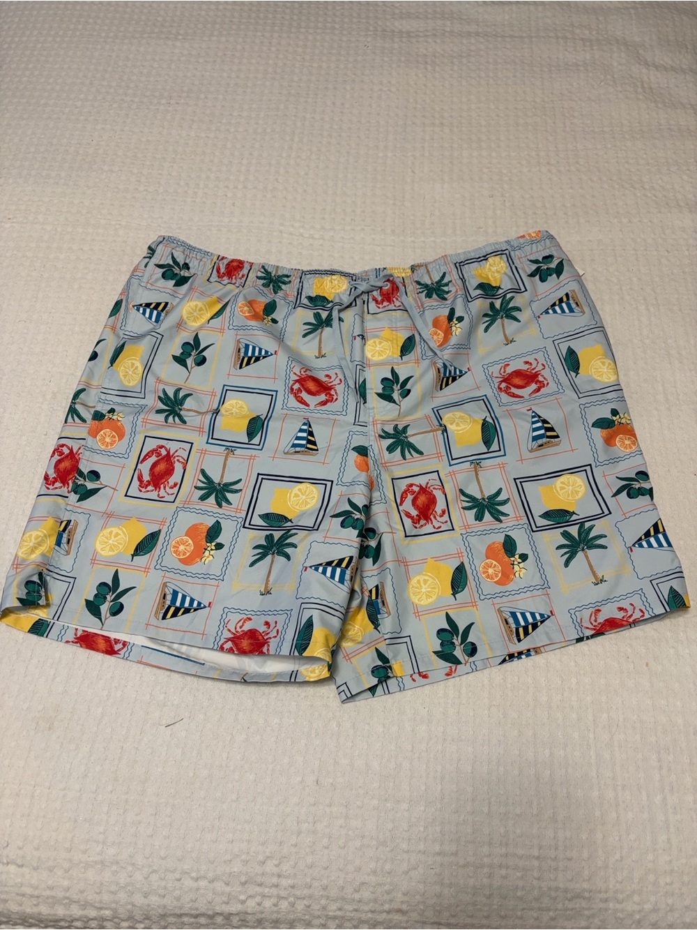 Light Blue Tropical Print Men’s Old Navy Swim Trunks New Size XXL